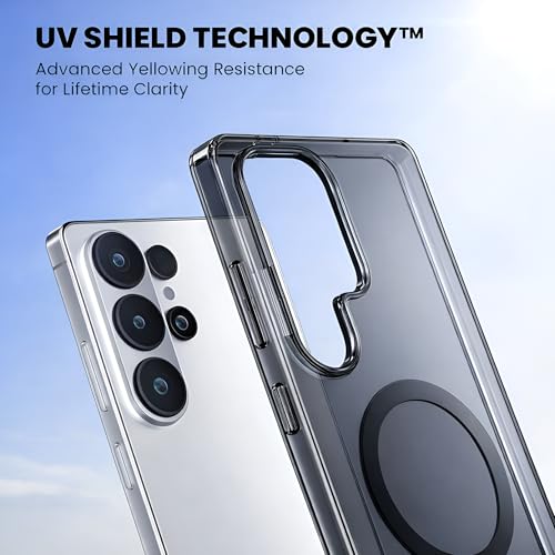 Image of Anti-Yellow Clear Case for Samsung Galaxy S26 Ultra | UV Shield Technology | Zero-Yellowing Formula | Drop Protection (TPU + Polycarbonate | Crystal Clear Black Case)