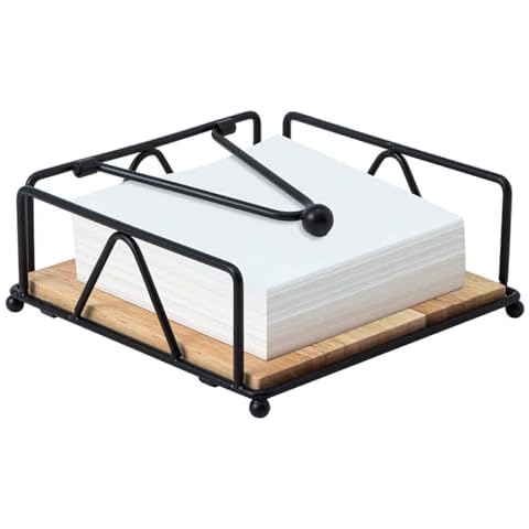 Niciksty Metal Napkin Holder for Table with Weight Arm, Napkins Holders for Kitchen Table with Wooden Base, Farmhouse Napkin Holder for Table for Kitchen, Restaurant, Farmhouse, Dinner, Outdoor Cover