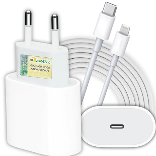 Carregador Turbo 25W para iPhone (USB-C p/Lightning) Compativel Com Iphone 8, SE, X, Xr, 11, 12, 13