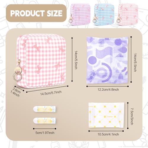 Image of Period Bag for Teen Girls, Canvas Sanitary Napkin Storage Bag with Zipper, Portable Menstrual Pad Bag Tampon Holder for Purse