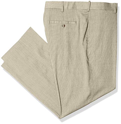Savane Men's Flat Front Performance Linen Pant, Natural, 40W x 29L