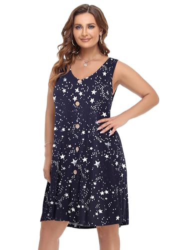 Image of BELAROI Summer Dresses for Women Beach Tshirt Sundress V Neck Casual Swing Tank Dress Swimsuit Cover Ups Pockets