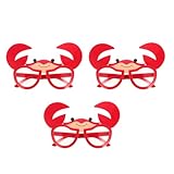 NOLITOY 3pcs Crab Eyeglasses, Novelty Party Glasses Tropical Theme Photo Props for Halloween Party and Vacation Photography
