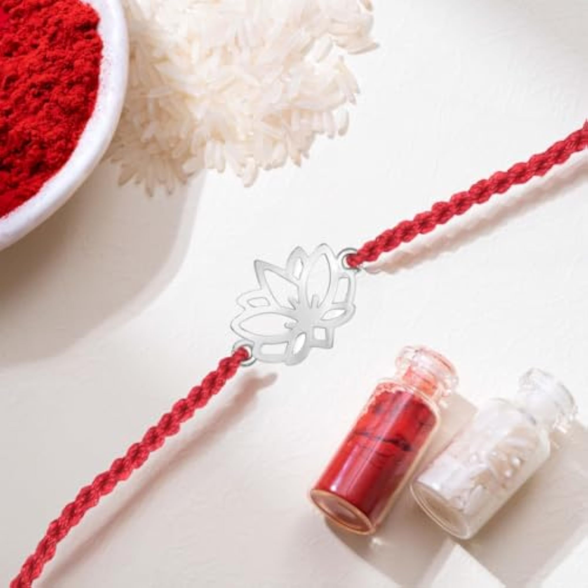 925 Sterling Silver Floral Minimal Rakhi for Brother