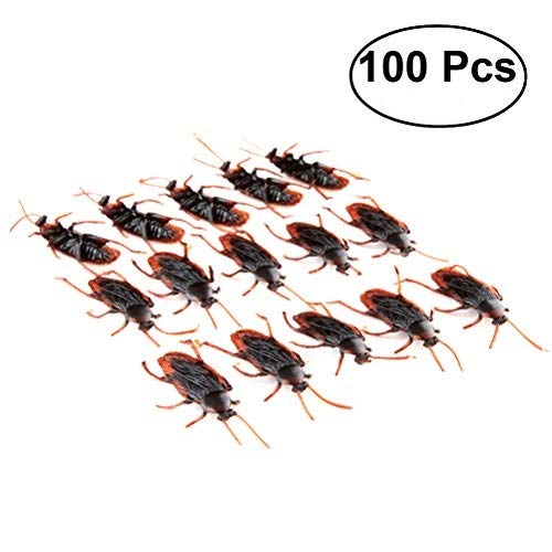 Preisvergleich Produktbild Tinksky 100pcs Gefälschte Hinterwürfe Streich Neuheit Schaben Bugs Plastik Tier Spielzeug Halloween Party Trick Spielzeug