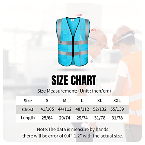 Reflective Vest Class 2 Safety Vests Ansi With 5 Pockets Zipper High Visibility Construction Uniform #TOP5