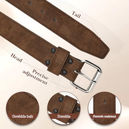 Men's Belt Big & Tall 56"-80" Genuine Leather Belt Reinforced Strap Casual Work Jean Extra Long Belts3