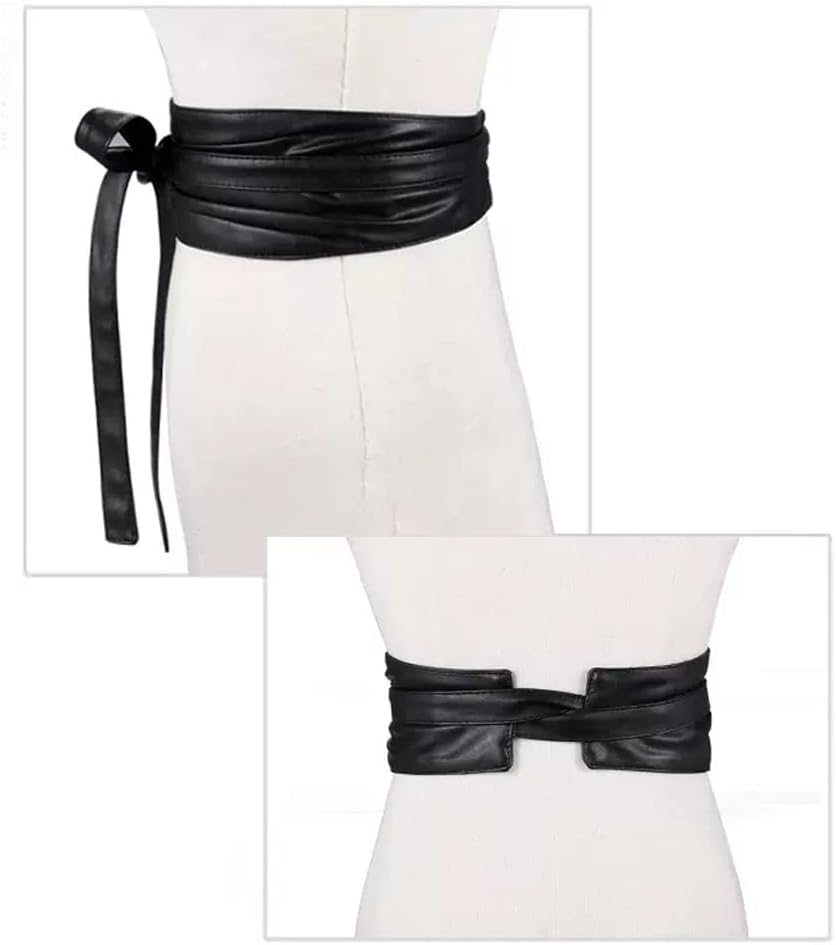 VIDI Tie Belt Waist Seal Women's Suit Sweater Decoration With Skirt Fashion Versatile Black Wide Retro