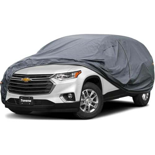 Premium Car Cover Custom Fit Chevrolet Traverse (2009-2025), 16 Layers Heavy Duty Car Cover Waterproof All Weather with Zipper Door for Sun Rain Snow