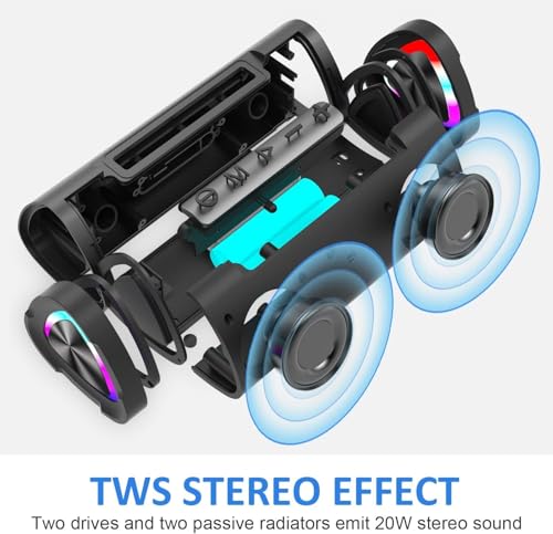 Image of Vanzon Bluetooth Speaker, V40 Wireless Portable Bluetooth Speaker with IPX7 Waterproof, 24W HiFi Stereo Sound,24H Playtime, LED Lights and TWS Dual Pairing, Suitable for Travel,Home & Outdoors