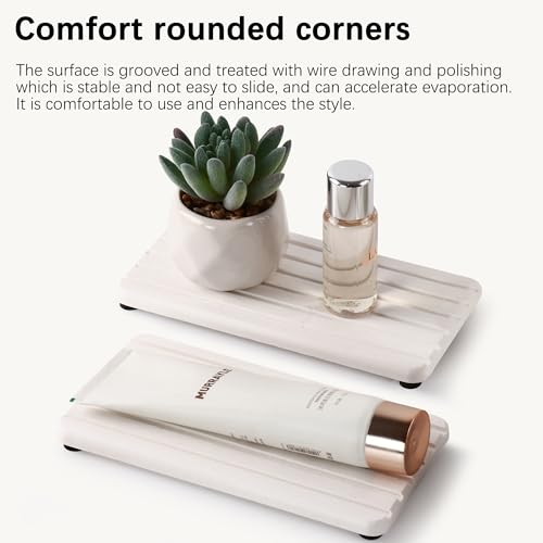 Image of NiuYichee 2 PCS Water Absorbent diatomite Coasters, 7.1 inch x 3.5 inch Water Absorbing Stone Tray for Sink, Stone Drying mat for Kitchen Counter, Stone soap Tray Used for Hand Soaps & toiletries & Plants