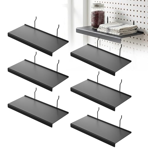 JUGGHOME 6 Pack Pegboard Shelves,10x4.3 Inch Metal Peg Board Shelving,Pegboard