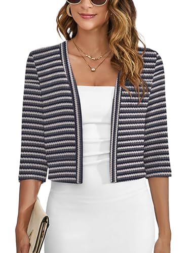 Image of Heymoments Women's Thin Shrugs 3 /4 Sleeve Lightweight Cropped Sweaters Open Front Cardigan for Dress