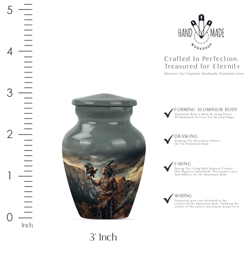 Image of Native American Urn for Ashes - Memorial Keepsake for Adults - Decorative Cremation Ash Holder (3 inch, Pack of 2)