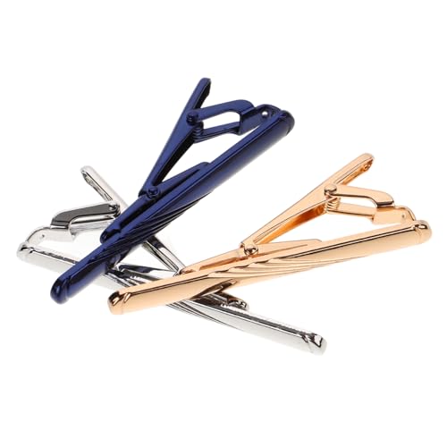 Clips de corbata para hombre Beaupretty azul amarillo plata 4