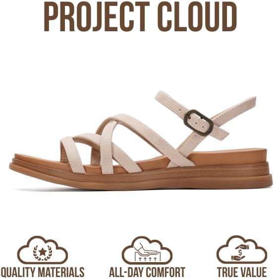 Project Cloud Wedge Sandals for Women 2026 - Comfortable Soft & Plush Insole Strappy Womens Sandals with Lightweight and Non-Slip Durable Outsole (NICE) - Image 3