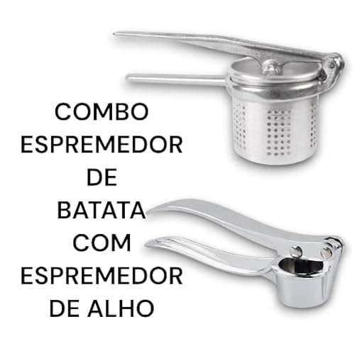 KIT COMBO COM amassador, macetador, espremedor, apertador para PURÊ DE BATATA aluminio 22 cm com ama