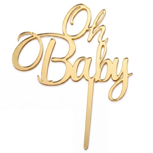 Décoration de gâteau de fête prénatale OH Baby miroir acrylique doré chic