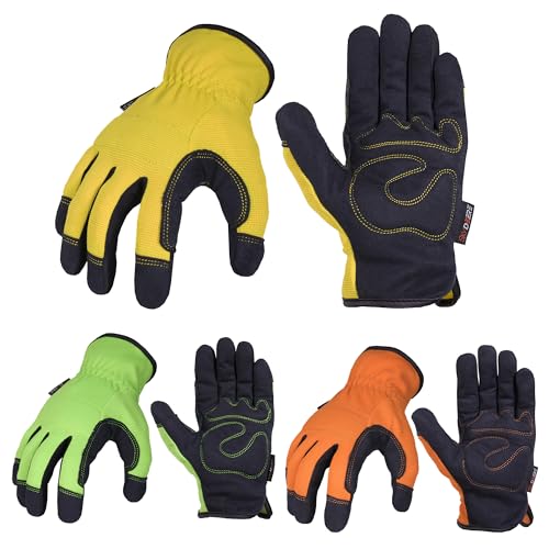 SKYDEER 3-Pairs Pack Durable Leather Work Gloves for Gardening and General Work (SD8809/M)