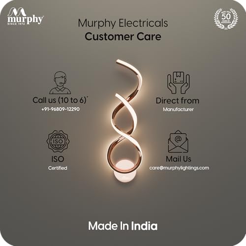 Image of Murphy Twistra Elegant LED Wall Lamp for Home - 2 Years Warranty - Modern Aluminium Light with 3 Color Modes (Rose Gold, Pack of 2)