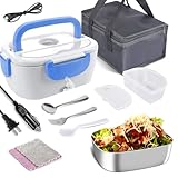 Lonchera Eléctrica Portátil, 3 en 1 Fiambrera portátil Para Conservar Calor, Calentador de Alimentos, Caja de Almuerzo...