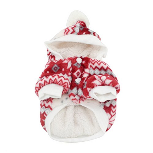 selmai Hundemantel/Hundejacke, Weihnachts-/Schneeflocken-Muster, mit Fleece gefüttert und mit Kapuze