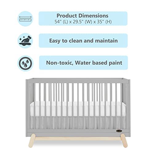 Dream On Me Hygge 5-In-1 Convertible Crib In Pebble Grey Oak, Jpma & Greenguard Gold Certified, Made Of Sustainable Pinewood, Easy To Clean, Safe Wooden Nursery Furniture #TOP2