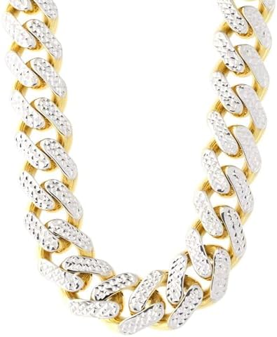 Jewelry Affairs 14k Yellow And White Hollow Gold Miami Cuban Pave...