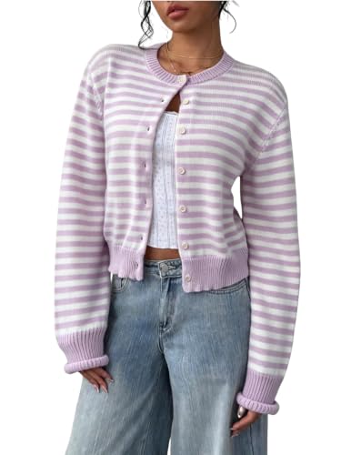 Image of SOLY HUX Women's Button Down Cropped Lightweight Cardigan Sweater | Cute Fall Fashion, 2026