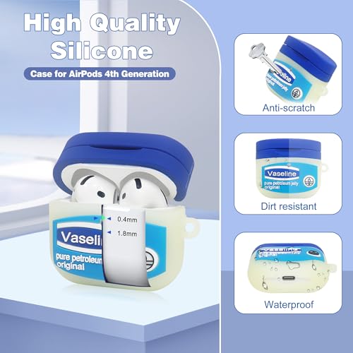 Headphone-Case-for-AirPods-4-Case-with-Cleaner-Kit-Soft-Silicone-Protective-Cover-with-Keychain-Full-Protective-Case-for-Men-Women-Girls-Compatible-with-Apple-Latest-AirPods-4th-Case2024-Blue