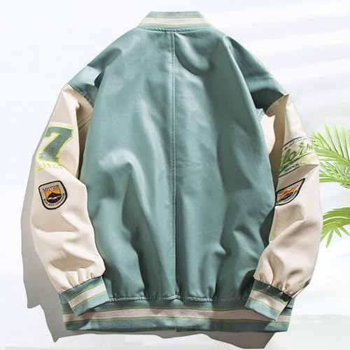 Blouson bomber vintage avec patchwork de style université et coupe oversize unisexe - 4
