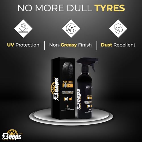 Image of Polish, 500ml, Long-Lasting Tyre Gloss for Car Bike Scooter, High Gloss Prevents Fading & Cracks, Gives Lustrous Dark, Non-Greasy Super Black Shine (Tyre Polish)