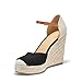 FISACE Womens Summer Espadrille Heel Platform Wedge Sandals Ankle Buckle Strap Closed Toe Shoes