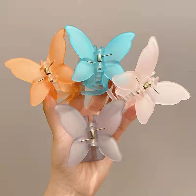 Image of 4PCS Butterfly Hair Claw Clips - Frosted Large-Sized Clutchers for Women & Girls, Strong Hold Hair Accessories (Multicolor)