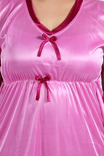 Image of Fabme Women's Satin Plain Kaftan Top & Pyjama Set