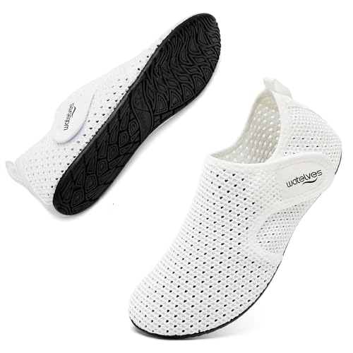 WateLves Water Shoes for Women Men Swim Beach Aqua Socks Quick Dry Barefoot House Slippers Travel Shoes with Adjustable Magic Tape for Pool Diving Boating Yoga Surf
