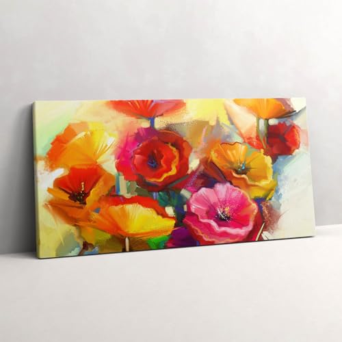 Grand Tableaux 120x60cm de coquelicots et peinture murale d'art moderne floral