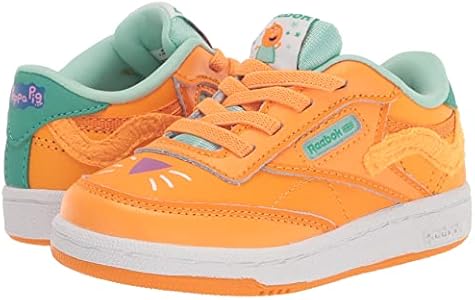 MOMOLAND × Reebok Reebok Unisex-Child Club C Sneaker, Peppa Pig/Maximum Orange/Teal