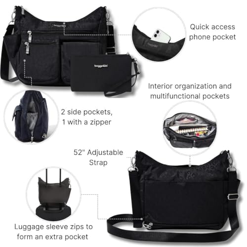 Image of Baggallini Modern Everywhere Crossbody Bag for Women 11x9x4.5 Rfid Hobo Bag