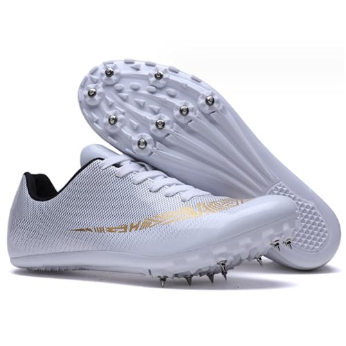 Track and Field Shoes Spikes Sneakers for Running Nails Race Shoes Training Sprint Athletic Lightweight Student Competition(White,6/37)
