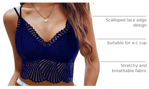 Image of Avidlove Lace Bralette for Women V Neck Camisoles Racerback Adjustable Strap Crop Top