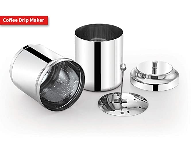 Image of Pure Stainless Steel 304 Grade (175ml + 2 Dabara & 2 Glass) Filter Coffee Maker Steel Indian Coffee Filter for Home Coffee Filter