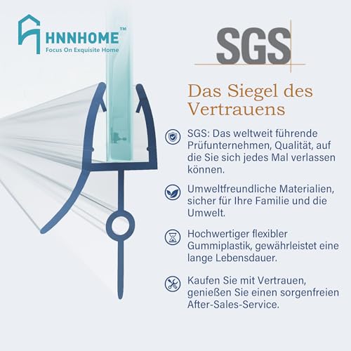 HNNHOME Badewannen- und Duschwand-Dichtung aus Kunststoff, für gerade und gebogene Türen mit einer Glasdicke von 4 - 6 mm und für Spalten von 16 - 22 mm