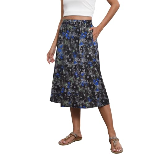 Image of Witsmile Flowy Skirt Elastic High Waist A-Line Skirt with Pockets Bohemia Cover-up for Women 2026 Trendy(S-2XL)