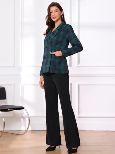 Allegra K Women's Notched Lapel Double Breasted Work Formal Blazer Jacket2