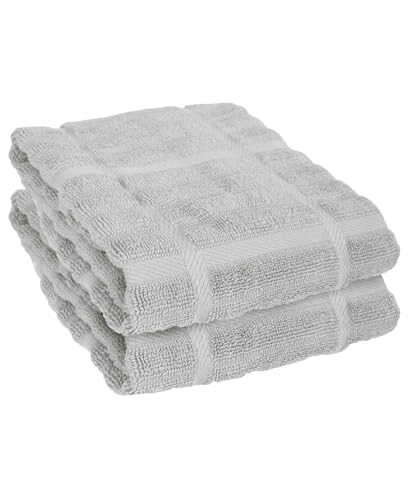All-Clad Solid Kitchen Towels: Highly Absorbent, Super Soft Long Lasting - 100% Cotton, 17'x30' Tea Towels for Cleaning & Drying Dishes, Pans, Glassware, or Countertops, (2-Pack), Titanium Gray