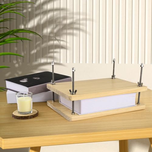 Buchpresse aus Holz, 30x20cm Buchpresse Multifunktionale Manuelle Stabiles Buchbindewerkzeug Praktisches Buchbindezubehör DIY-Buchbindeetiketten Holzformfaktor Polsterpresse Für Zuhause Schule