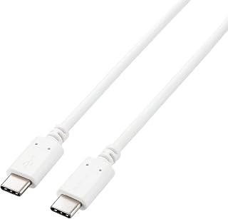 Elecom USB 数据线 Type C (USB C to USB C) 支持iPhone15 100W 1.0m 紧凑型连接器 支持USB Power DeliveryUSB2.0 认证品 白色 U2C-CC5PC10NWH