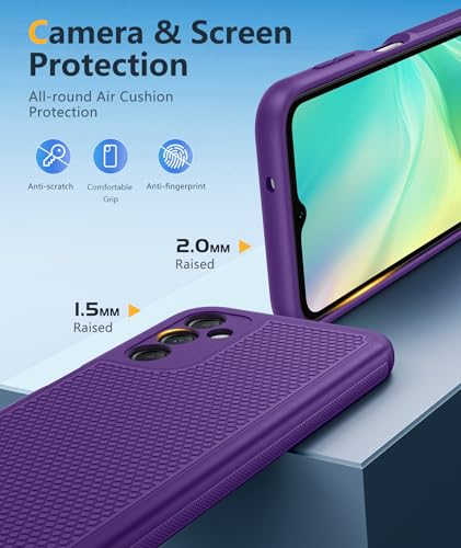 Image of FNTCASE for Galaxy A14-5G Phone Case: Samsung A14 5G Military Grade Drop Protection, 14ft Drop Tested, Screen Protector Included, Anti-Slip Matte Textured, TPU+PC Dual Layer Shockproof Cover (Purple)