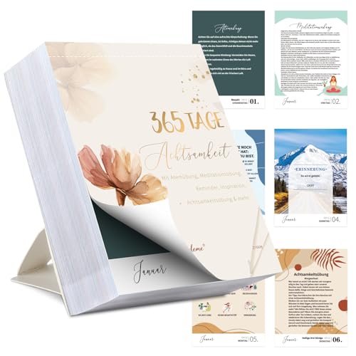 Abreißkalender 2026 - Tagesabreißkalender 2026 für 365 Tage Motivationskalender 2026 Abreisskalender 2026 täglich Sprüche Achtsamkeit und Inspiration Goldene Blumen